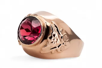Originální Vintage 14k z růžového zlata Rubin Prsten Vintage styl vrc078r